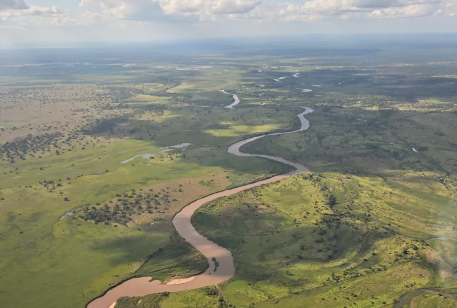 GORONGOSA SAFARIS - Landscapes - Aerial shot of vast plains and winding waterways